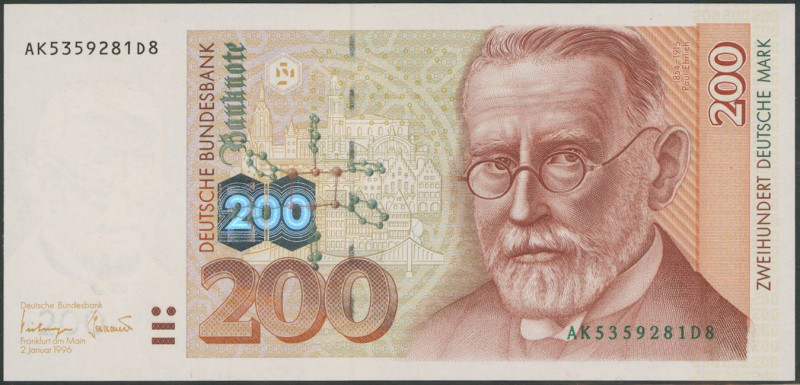 Banknoten Geldscheine Deutsche Bundesbank
 200 Deutsche Mark 2.1.1996, Serie AK...