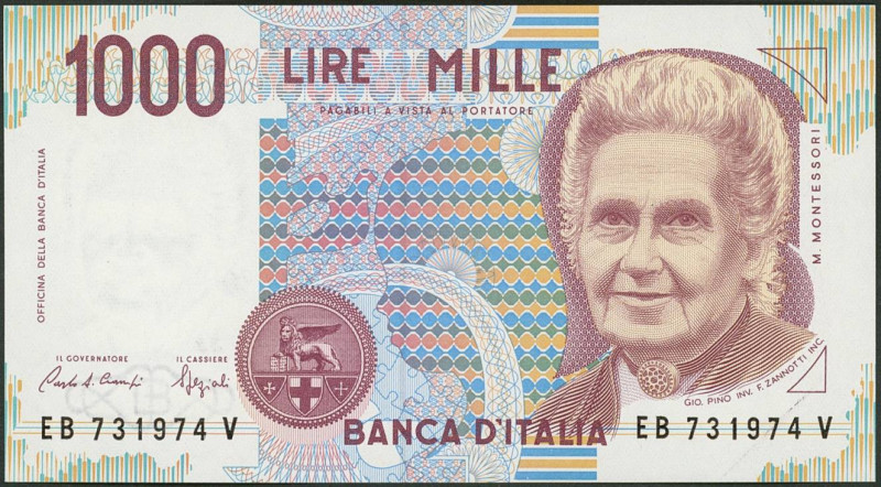 Banknoten Banknoten Europa
 Italien, Banca D´Italia, 1000 Lire 3.10.1990 (2x), ...