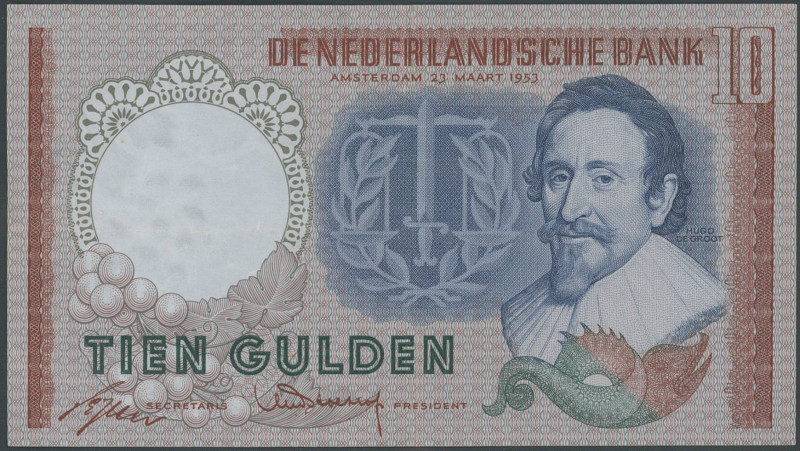 Banknoten Banknoten Europa
 Niederlande, 3 Noten; 10 Gulden 23.3.1953 (P. 85); ...