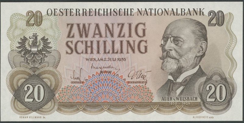 Banknoten Banknoten Europa
 Österreich, II. Republik, 2x 20 Schilling 2.7.1956,...