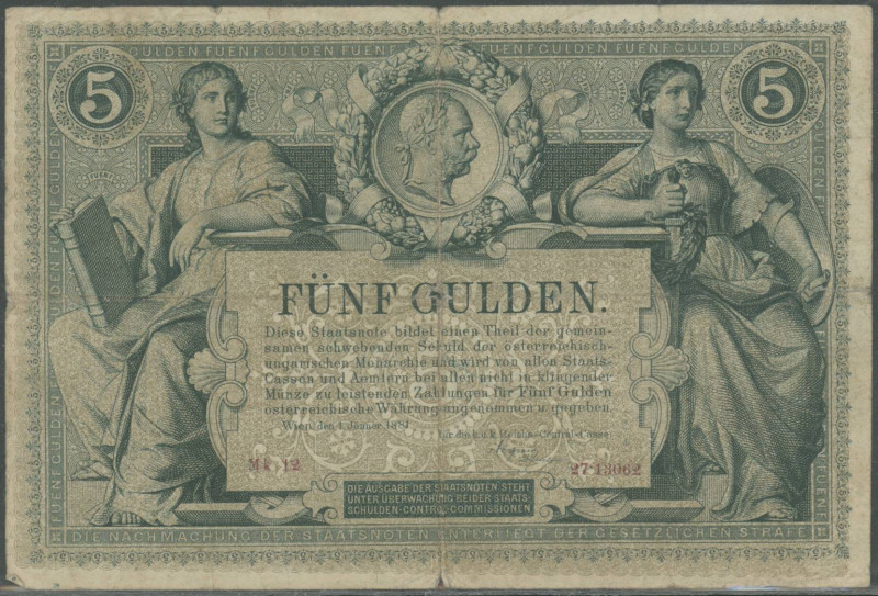 Banknoten Banknoten Europa
 Reichs-Central-Casse, 5 Gulden 1881, K&K 107/Pick A...