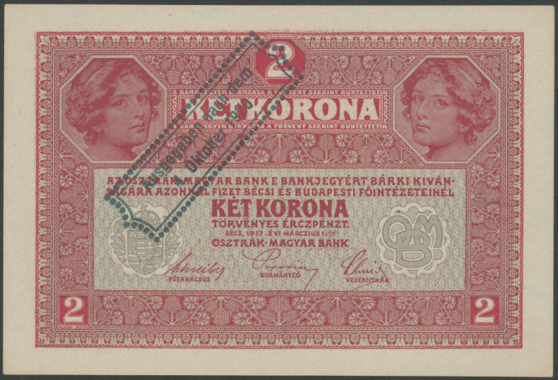 Banknoten Banknoten Europa
 Deutschösterreich Abstempelungen, 2 Kronen 1917 mit...