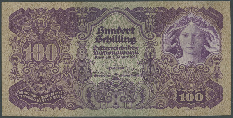 Banknoten Banknoten Europa
 Österreich, 100 Schilling 2.1.1927, K&K 185a/Richte...