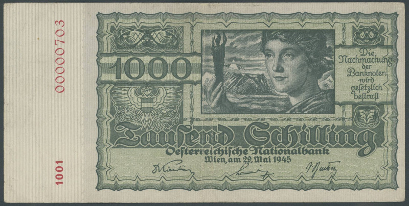 Banknoten Banknoten Europa
 Österreich, II. Republik, 1000 Schilling 29.5.1945,...