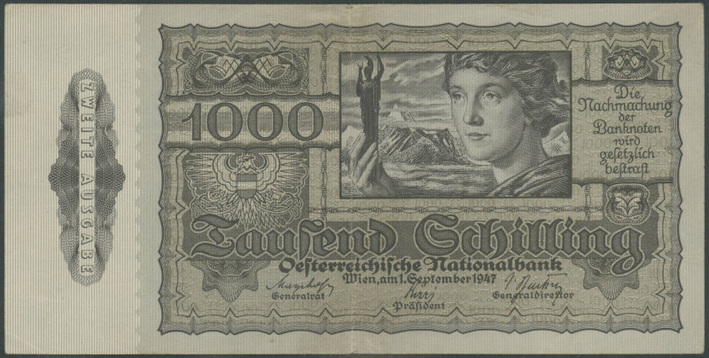 Banknoten Banknoten Europa
 Österreich, II. Republik, 1000 Schilling 1.9.1947, ...