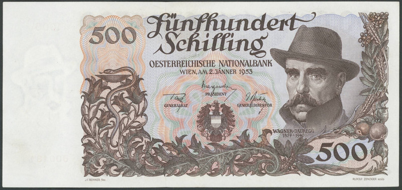 Banknoten Banknoten Europa
 Österreich, 500 Schilling 2.1.1953, Richter 285, Er...