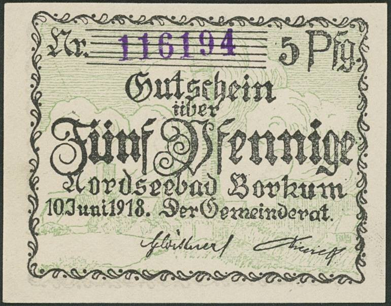 Banknoten Notgeld Scheine
 Borkum (Hannover)Nordseebad Gemeinde, Lot, 26St.: 5,...