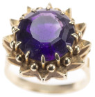 Antikschmuck
 Amethyst Ring, 585 Gold, Amethyst rund facettiert ca. 5 ct, Handarbeit innen eingraviert, RW 50, ca. 8,15g.