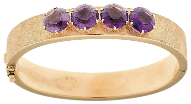 Antikschmuck
 Armreif im Stil des Art déco mit 4 rundfacettierte Amethyste, Öst...