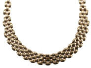 Halsschmuck Colliers
 Collier, 585 Gelbgold, Italien, im Verlauf, Steckschließe und Sicherheitsacht, eine Seite flach, L. ca. 41cm, 22,54g.