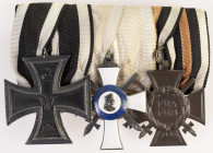 Deutsche Ordenspangen bis 1933
 Ordensspange mit 3 Auszeichnungen, dabei Preussen Eisernes Kreuz 1914 2. Klasse, Sachsen Albrechts-Orden 2. Modell Ri...