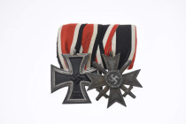 Ordenspangen 3. Reich 2. Weltkrieg
 Ordensspange mit 2 Auszeichnungen, Eisernes Kreuz 1939 2. Klasse und Kriegsverdienstkreuz 2. Klasse mit Schwerter...