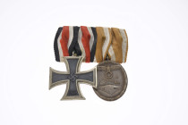 Ordenspangen 3. Reich 2. Weltkrieg
 Ordensspange mit Eisernes Kreuz 1939 2. Klasse und Schutzwall-Ehrenzeichen, Zustand 2.