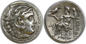 Griechische Münzen, MACEDONIA. Alexander III. „der Große“ (336-323 v. Chr.). Drachme. 4,27 g. 18,6 mm. Stempelglanz