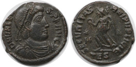 Römische Münzen, MÜNZEN DER RÖMISCHEN KAISERZEIT. Valens (364-378 n. Chr). Follis. (2.79 g. 19 mm) Vs.: D N VALENS PF AVG, Drapierte, Büste mit Perlen...