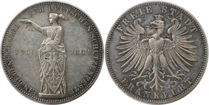 Altdeutsche Münzen und Medaillen, FRANKFURT - STADT. Gedenktaler 1862, Schützenf...