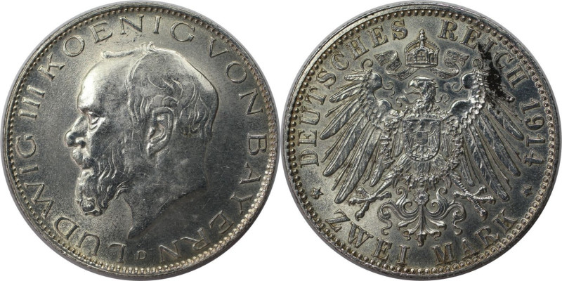 Deutsche Münzen und Medaillen ab 1871, REICHSSILBERMÜNZEN, Bayern. Ludwig III. (...