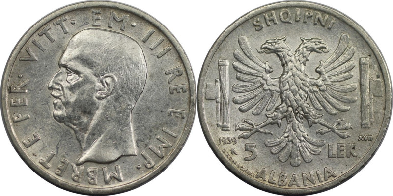 Europäische Münzen und Medaillen, Albanien / Albania. Vittorio Emanuele III. 5 L...