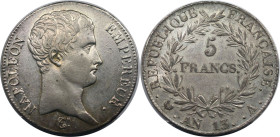 Europäische Münzen und Medaillen, Frankreich / France. Napoléon I, 1804-1814, 1815. 5 Francs AN 13 (1804-1805) A, Paris. Silber. 24,93 g. Dav. 83, Gad...