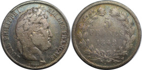 Europäische Münzen und Medaillen, Frankreich / France. Louis-Philippe I. 5 Francs 1842 W. Silber. KM 749.13. Schön-sehr schön. Patina