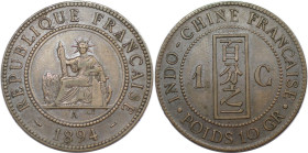 Europäische Münzen und Medaillen, Frankreich / France. Französisch-Indochina. 1 Centime 1894 A. Bronze. KM 1. Vorzüglich