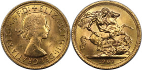 Europäische Münzen und Medaillen, Großbritannien / Vereinigtes Königreich / UK / United Kingdom. lisabeth II. (1952-2022). Sovereign 1967, London. Gol...