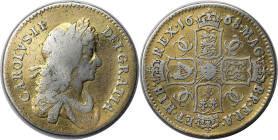 Europäische Münzen und Medaillen, Großbritannien / Vereinigtes Königreich / UK / United Kingdom. Charles II. (1660-1685). 1 Shilling 1668. Vergoldet. ...