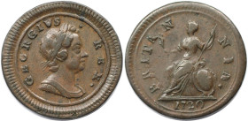 Europäische Münzen und Medaillen, Großbritannien / Vereinigtes Königreich / UK / United Kingdom. George I. (1714-1727). Farthing 1720. Kupfer. KM 556,...