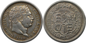 Europäische Münzen und Medaillen, Großbritannien / Vereinigtes Königreich / UK / United Kingdom. George III. (1760-1820). 1 Shilling 1816. Silber. KM ...