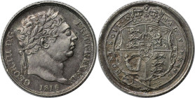 Europäische Münzen und Medaillen, Großbritannien / Vereinigtes Königreich / UK / United Kingdom. George III. (1760-1820). 1 Shilling 1816. Silber. KM ...