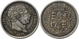 Europäische Münzen und Medaillen, Großbritannien / Vereinigtes Königreich / UK / United Kingdom. George III. (1760-1820). 1 Shilling 1817. Silber. KM ...