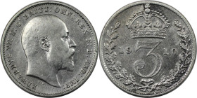 Europäische Münzen und Medaillen, Großbritannien / Vereinigtes Königreich / UK / United Kingdom. Edward VII. (1901-1910). 3 Pence 1910, Silber. KM 797...