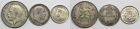 Europäische Münzen und Medaillen, Großbritannien / Vereinigtes Königreich / UK / United Kingdom, Lots und Sammlungen. 6 Pence 1903, 1 Shilling 1925, 3...