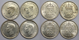 Europäische Münzen und Medaillen, Großbritannien / Vereinigtes Königreich / UK / United Kingdom, Lots und Sammlungen. George VI. (1936-1952). 4 x 6 Pe...