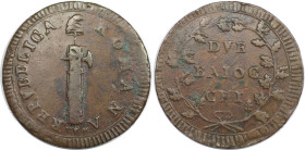 Europäische Münzen und Medaillen, Italien / Italy. Römische Republik. 2 Baiocchi ND (1799). Kupfer. KM 7.3. Schön-sehr schön