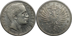 Europäische Münzen und Medaillen, Italien / Italy. Vittorio Emanuele III. (1900-1946). 2 Lire 1907 R. Silber. Mont. 146. Sehr schön