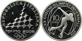 Europäische Münzen und Medaillen, Italien / Italy. XX. Olympische Winterspiele 2006 in Turin - Eisschnelllauf. 10 Euro 2005. 22,0 g. 0.925 Silber. 0.6...