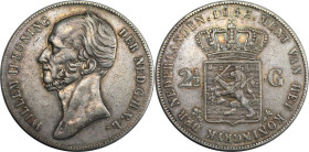 Europäische Münzen und Medaillen, Niederlande / Netherlands. Wilhelm II. (1840-1849). 2 1/2 Gulden 1842. Silber. KM 69. Sehr schön. Patina