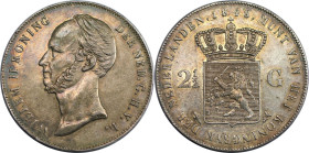 Europäische Münzen und Medaillen, Niederlande / Netherlands. Wilhelm II. (1840-1849). 2 1/2 Gulden 1848. Silber. KM 69. Sehr schön-vorzüglich. Patina...