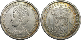 Europäische Münzen und Medaillen, Niederlande / Netherlands. Wilhelmina (1890-1948). 1 Gulden 1914. Silber. KM 148. Sehr schön