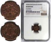 Europäische Münzen und Medaillen, Schweiz / Switzerland. 1 Rappen 1870 B, Bern. Bronze. KM 3.1. NGC AU Details Cleaned