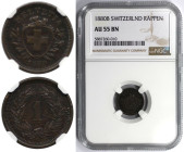 Europäische Münzen und Medaillen, Schweiz / Switzerland. 1 Rappen 1880 B, Bern. Bronze. KM 3.1. NGC AU 55 BN