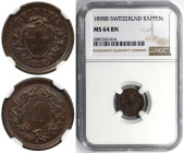 Europäische Münzen und Medaillen, Schweiz / Switzerland. 1 Rappen 1898 B, Bern. Bronze. KM 3.1. NGC MS 64 BN