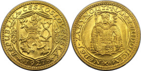 Europäische Münzen und Medaillen, Tschechoslowakei / Czechoslovakia. Dukat 1927, Kremnitz. St. Wenzel. 3,44 g. Feingold. Fb. 2, Schl. 18. Vorzüglich-s...