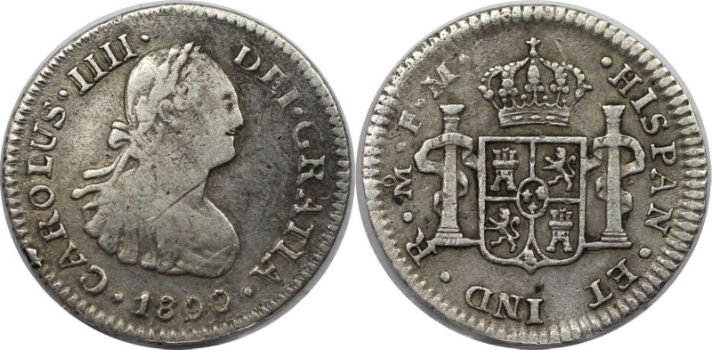 Weltmünzen und Medaillen, Mexiko / Mexico. Carlos IV. 1/2 Real 1800 FM. Silber. ...