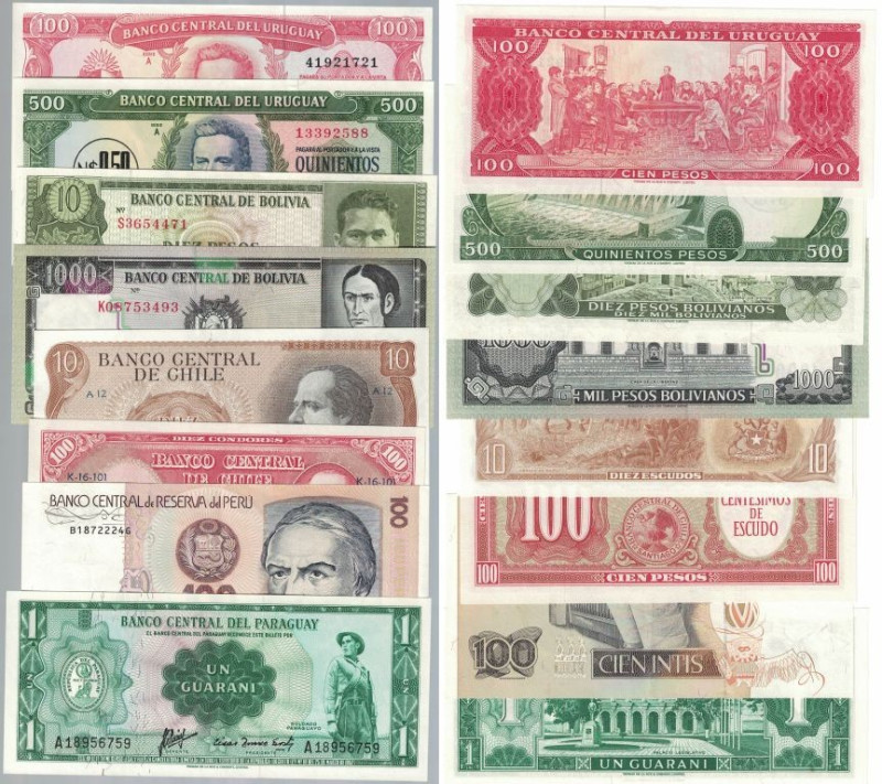 Banknoten, Lots und Sammlungen Banknoten. Uruguay: 100, 500 Pesos 1967 (P.47,48)...