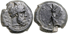 ITALIEN, SIZILIEN / Stadt Syrakus, AE Hemilitron (345-317 v.Chr.). Kopf des Zeus r. Rs.Blitzbündel, i.F.r. Adler r. 15,96g.
ss-vz
Sear 1192, BMC 2.1...