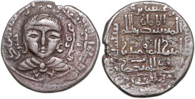 URTUKIDEN VON MARIDIN, Nasir al din Urtuk Arslan, 1201-1239, AE Dirhem AH 623 =1226. Büste von vorn. Rs.Schrift, schmale Büste. 13,33g.
ss
Mitch.106...
