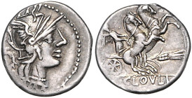 RÖMISCHE REPUBLIK, T. Cloelius, 128 v.Chr., AR Denar. Behelmter Romakopf r., dahinter Kranz. Rs.Victoria in Biga, darunter Kornähre. 3,93g.
ss-vz
Al...