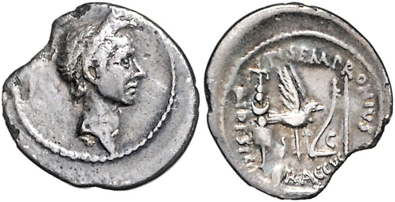 RÖMISCHE REPUBLIK, Julius Caesar, 59-44 v.Chr., AR Denar (40 v.Chr.), Tib.Sempro...